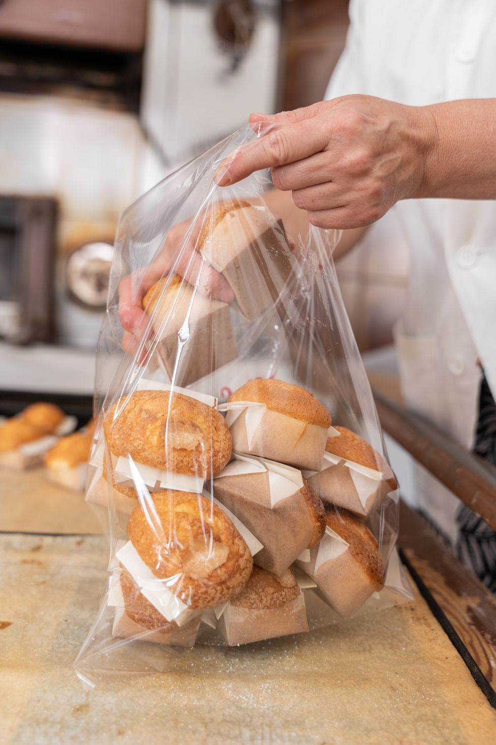 Cupcakes packed in a clear bag